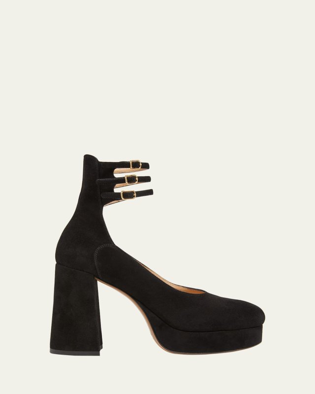 Loti Suede Platform Block-Heel Pumps